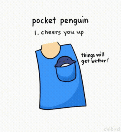 Blue Shirt With Pocket Penguin Saying Pocket Penguin 3 Keeps You Company Today Nice Day GIF