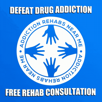 Blue Sign Defeat Drug Addiction Free Rehab Consultation GIF