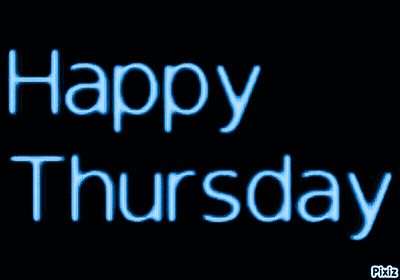 Blue Sign Saying Happy Thursday GIF