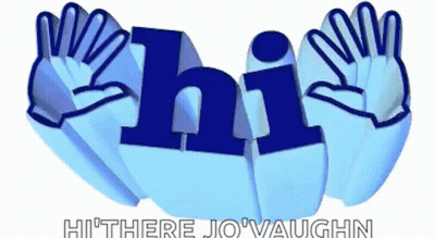 Blue Sign Saying Hi With Hands Reaching Out