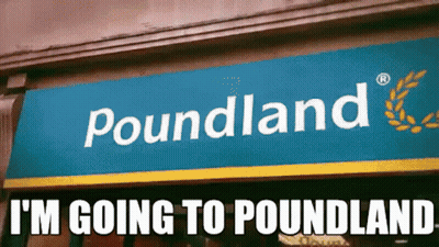 Blue Sign Saying I'm Going To Poundland GIF