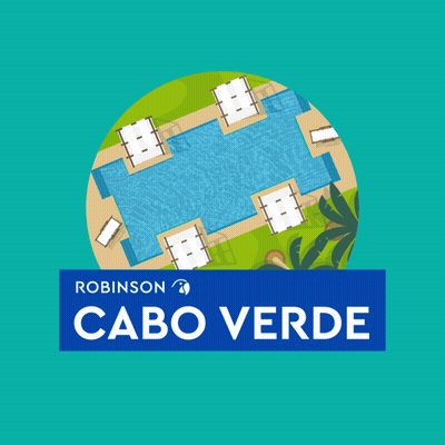 Blue Sign Saying Robinson Cabo Verde GIF