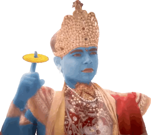 Blue Skinned Man With Gold Crown Holding Yellow Object Sticker