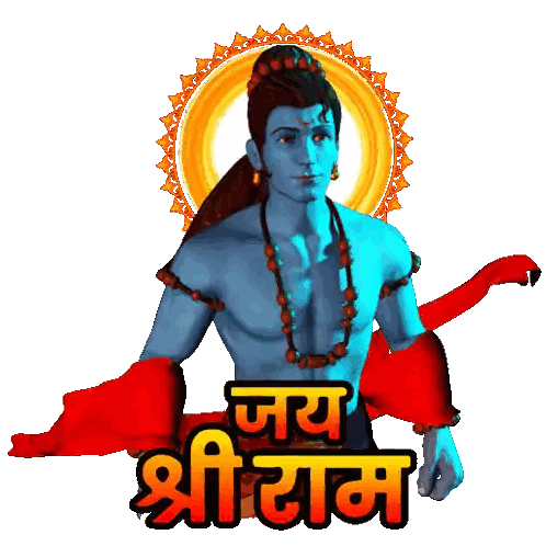 Blue-Skinned Man With Jai Shri Ram Text Sticker