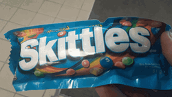Blue Skittles Candy Pack GIF