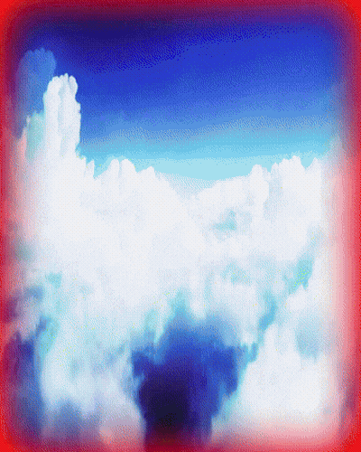 Blue Sky With White Clouds And Red Border GIF