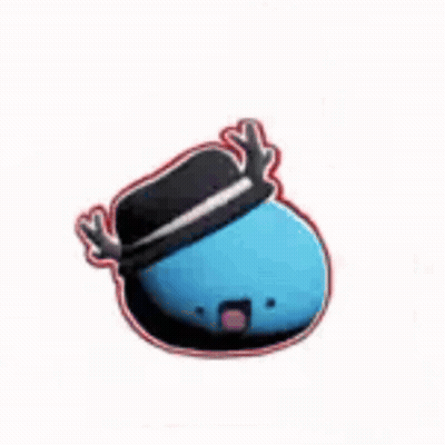 Blue Slime With Black Hat And Antlers GIF