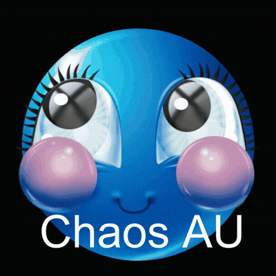 Blue Smiley Bubbles On Cheeks Chaos Au GIF