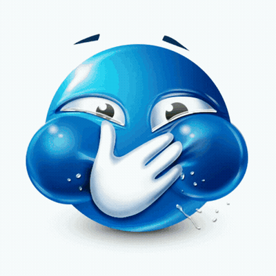 Blue Smiley Covering Mouth GIF