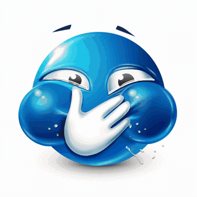 Blue Smiley Covering Mouth With White Hand GIF