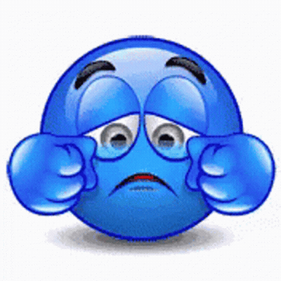 Blue Smiley Crying Covering Eyes