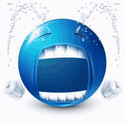 Blue Smiley Crying GIF