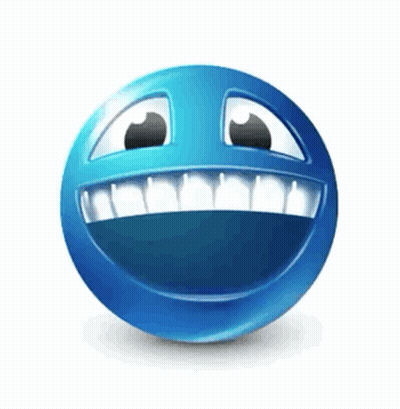 Blue Smiley Face Big Mouth Huge Smile GIF