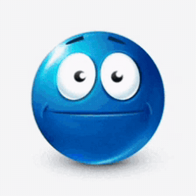 Blue Smiley Face With Big Eyes And Hands GIF