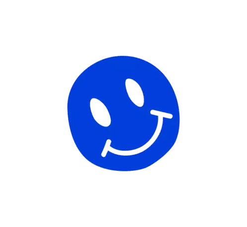Blue Smiley Face With White Eyes Sticker