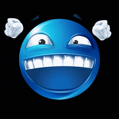 Blue Smiley Face With White Teeth And Arms GIF