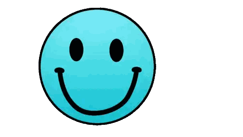 Blue Smiley Face With X's And Pointing Hand Sticker