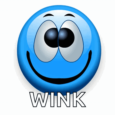 Blue Smiley Winking GIF