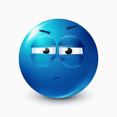 Blue Smiley With Serious Look GIF