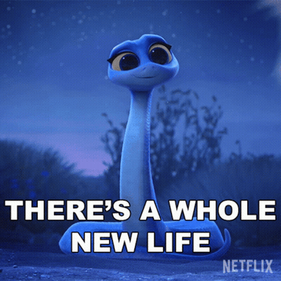 Blue Snake Saying There's A Whole New Life GIF