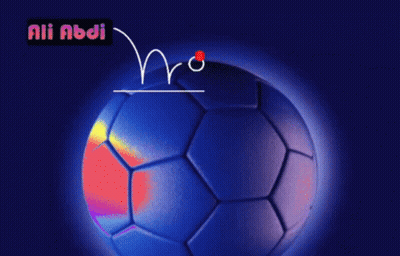 Blue Soccer Ball With Name Ali Abdi GIF