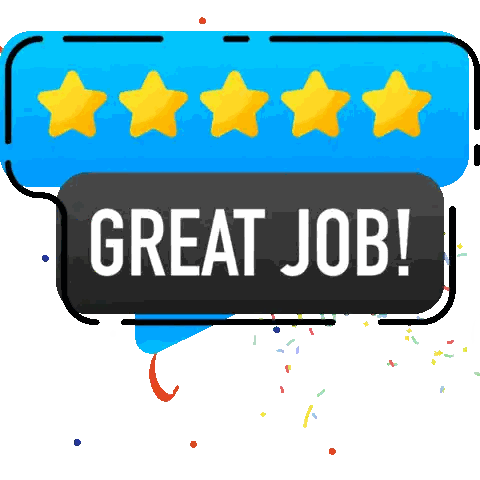 Blue Speech Bubble Saying Great Job Sticker