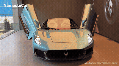 Blue Sports Car Doors Open Namaste Car GIF