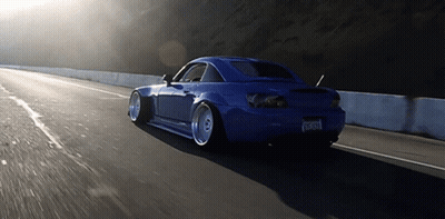 Blue Sports Car On Highway With LCR Plate GIF