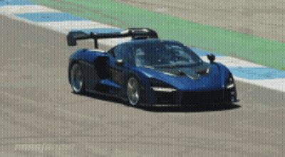 Blue Sports Car On Race Track GIF