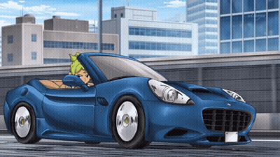 Blue Sports Car With TBS License Plate GIF