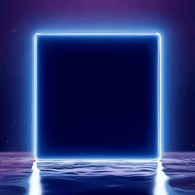 Blue Square With Purple Background And Water Reflection GIF