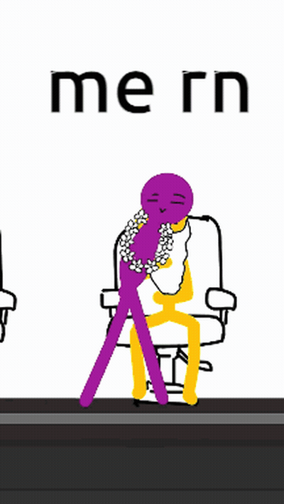 Blue Stick Figure Sitting Next To Purple Stick Figure GIF
