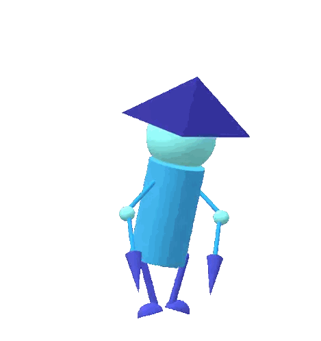 Blue Stick Figure Walking With Purple Hat Sticker