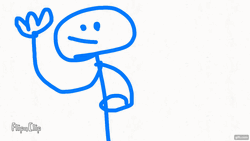 Blue Stickman Waving Hello  GIF