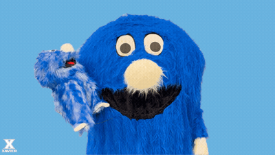 Blue Stuffed Animal Holding Smaller Blue Stuffed Animal Saying Hahahaha GIF