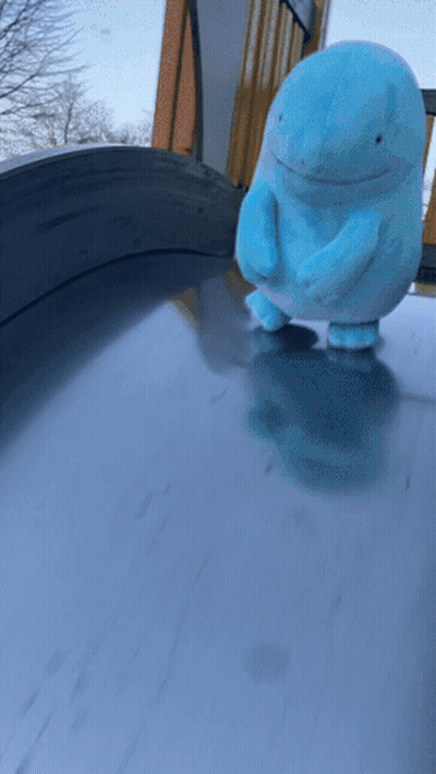Blue Stuffed Animal On Table GIF