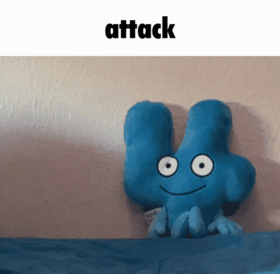 Blue Stuffed Animal Saying Attack GIF