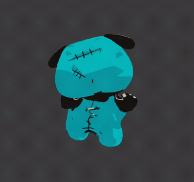 Blue Stuffed Animal with Cross on Face