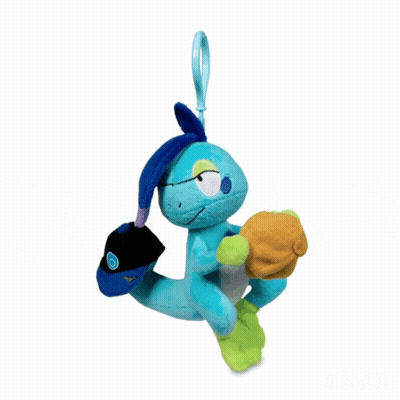 Blue Stuffed Animal With Purple Tail On Hook GIF