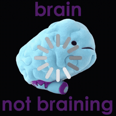 Blue Stuffed Brain Saying Brain Not Braining GIF