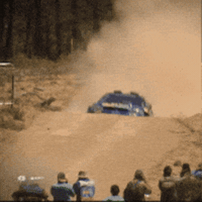 Blue Subaru Driving Dirt Road GIF