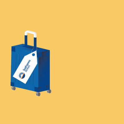 Blue Suitcase With Sun Express Airlines Tag GIF