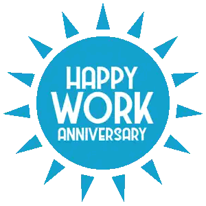 Blue Sun With Happy Work Anniversary Sticker