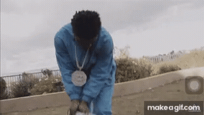 Blue Sweatshirt Man Kneeling With Make A GIF