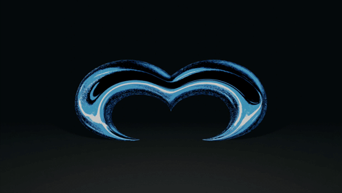 Blue Swirl Heart On Black Background GIF