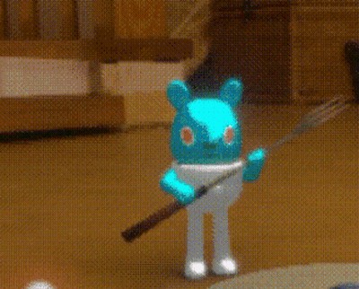 Blue Teddy Bear Holding Bat GIF