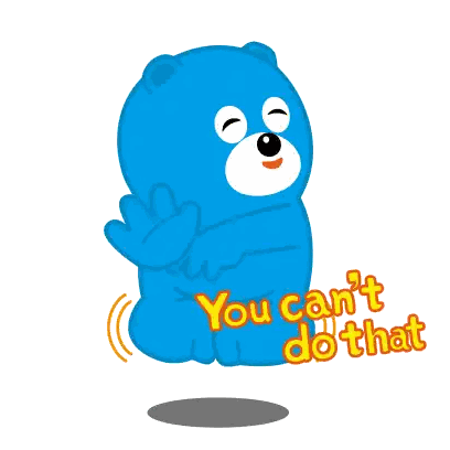 Blue Teddy Bear With Can't Do That Sticker
