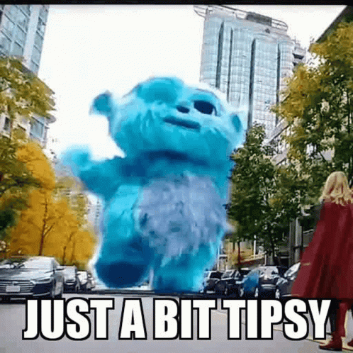 Blue Teddy Bear With Text Just A Bit Tipsy GIF