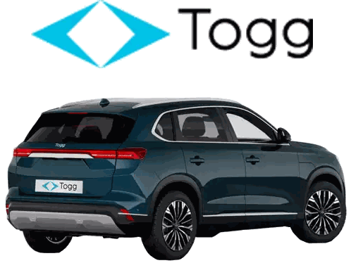 Blue Tog Car In Front Of White Sticker