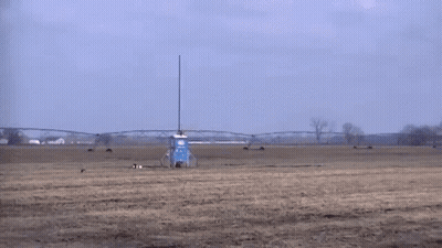 Blue Toilet Flying Through Air